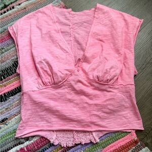 Pink V-Neck Blouse